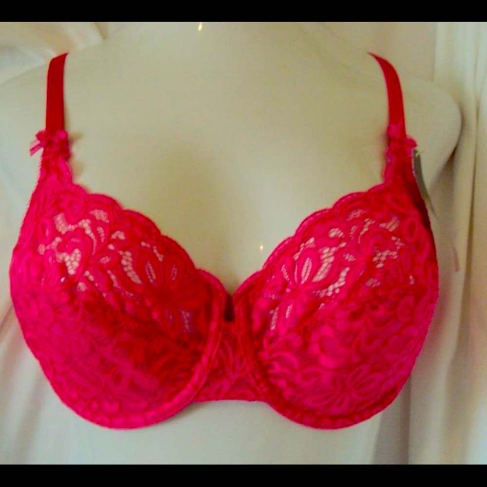 BEAUTIFUL Wacoal Size 36F (DDD) Red Lace Underwire Bra #851168 EUC